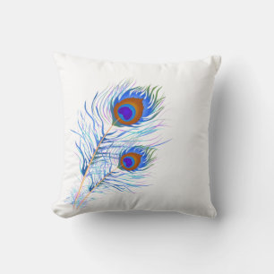 Almohada Decorativa - Plumas de Pavo Real
