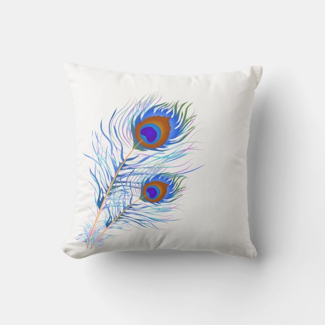Almohada Decorativa - Plumas de Pavo Real (Anverso)