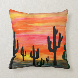Almohada decorativa puesta de sol cactus del desie