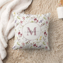 Almohada decorativa regalo monograma blanco malva