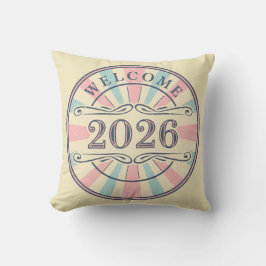 Almohada Decorativa Retro Bienvenida 2026