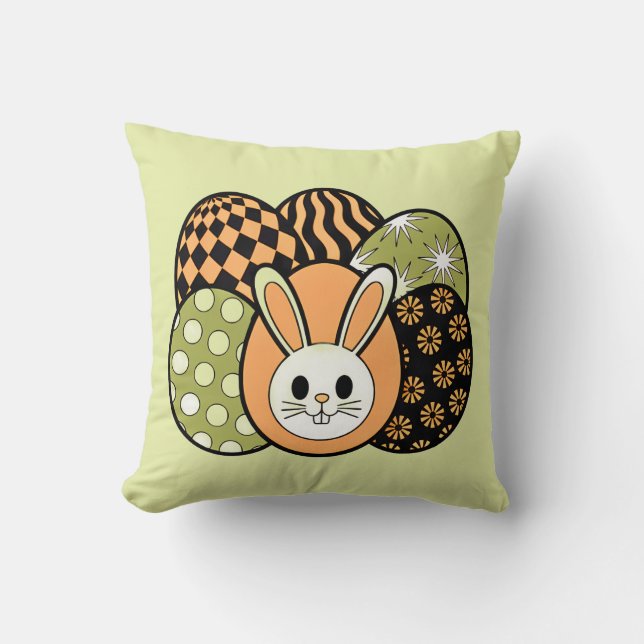 Almohada Decorativa Retro Conejo de Pascua (Anverso)