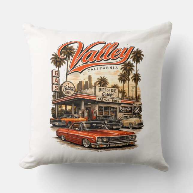 Almohada decorativa retro del Valle de California  (Anverso)
