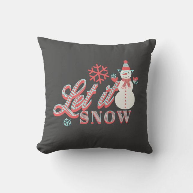 Almohada decorativa Retro Muñeco de Nieve Deja que (Anverso)