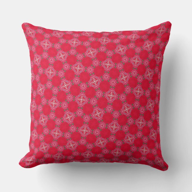 Almohada decorativa retro rosa trébol (Anverso)