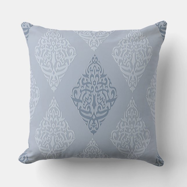 Almohada decorativa reversible de Chambray azul (Anverso)
