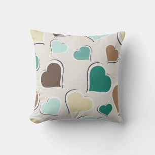 Almohada decorativa reversible de corazones pastel