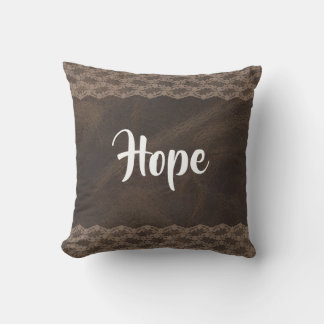 Almohada decorativa reversible de cuero marrón