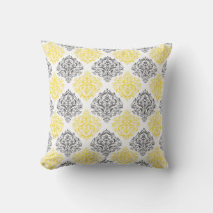 Almohada decorativa reversible gris y amarilla