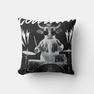 Almohada Decorativa Rock Cow Drummer Gótico Grunge