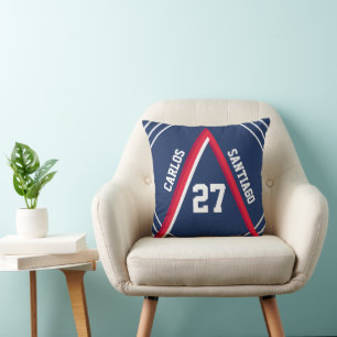 Almohada decorativa roja y azul