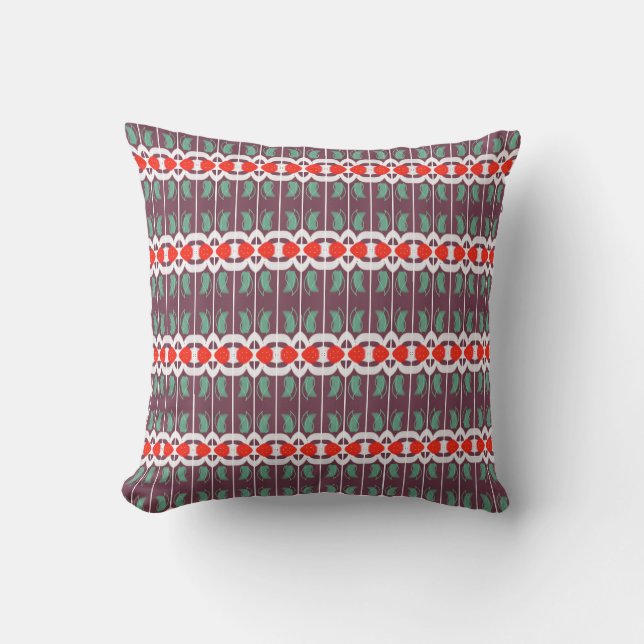 Almohada Decorativa Roja y Blanca de Ciruela (Anverso)