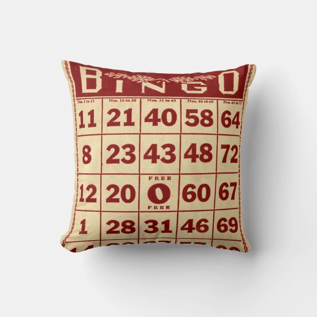 Almohada decorativa roja y blanca del bingo del (Anverso)