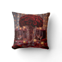 Almohada decorativa romántica de rosa roja para Sa