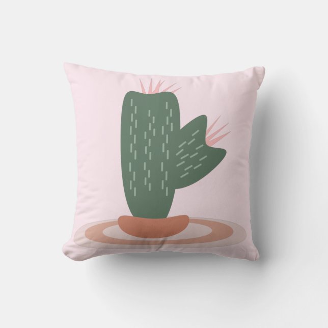 Almohada decorativa rosa con cactus espinoso sobre (Anverso)