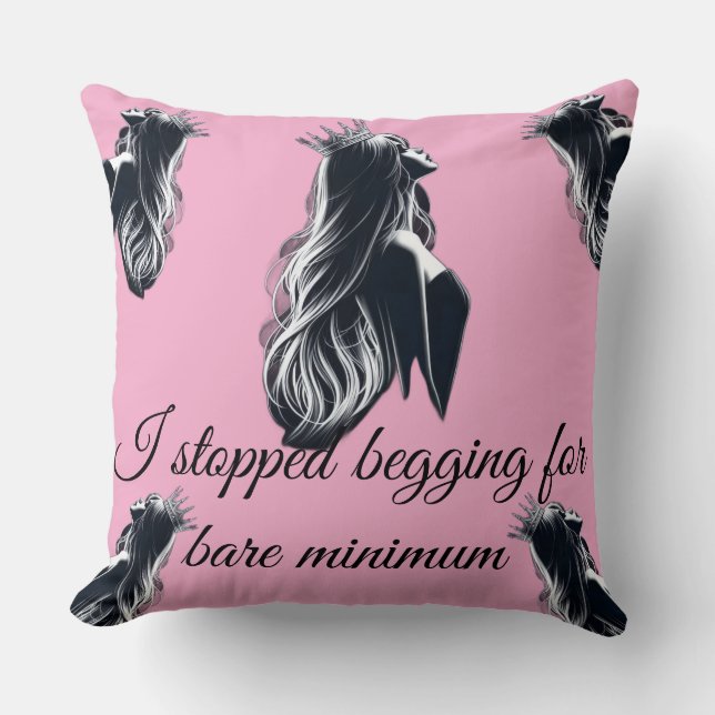 Almohada decorativa rosa con cita motivacional (Anverso)