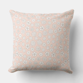 Almohada decorativa rosa con margaritas blancas