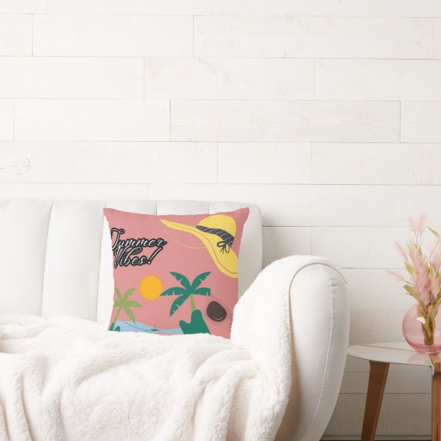Almohada decorativa rosa para vibras de verano (Sofá)