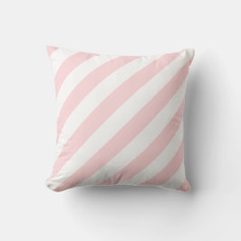 Almohada decorativa rosa y blanca a rayas