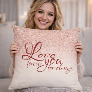 Almohada decorativa Rose Gold Glitter Love You For