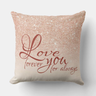 Almohada decorativa Rose Gold Glitter Love You For