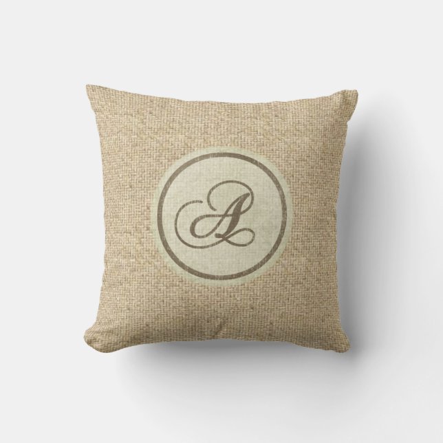 Almohada decorativa rústica de la letra A de la (Anverso)