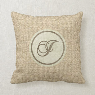 Almohada decorativa rústica de la letra J de la