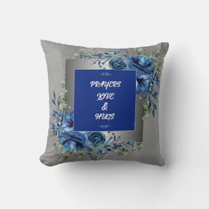 Almohada decorativa Silver & Blue Petal Symphony