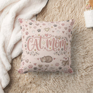 Almohada Decorativa Suave Rosa de Gata Adorable Ma