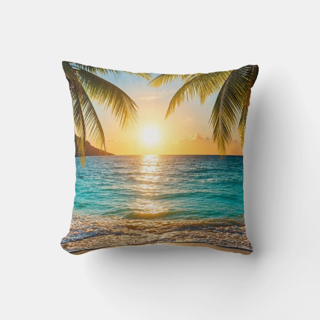 Almohada decorativa Sunset Palm Beach (Anverso)