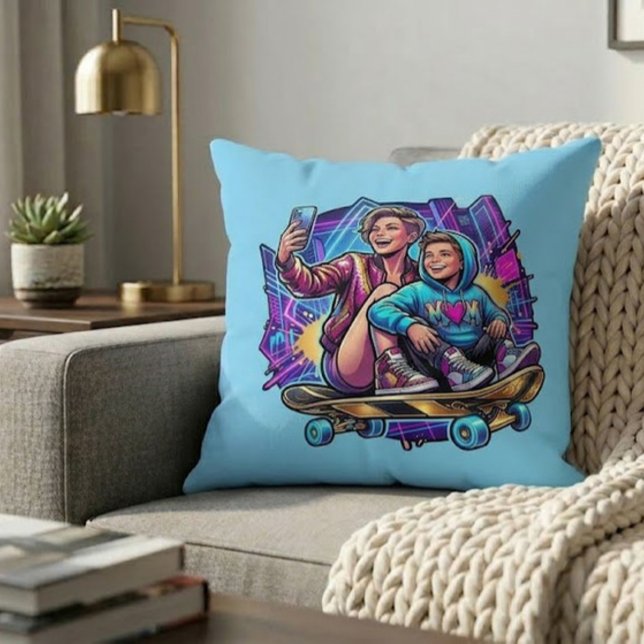 Almohada Decorativa Tema de Arte de Patineta de Ma (Subido por el creador)