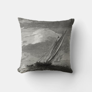 Almohada decorativa temática de velero de arte vin