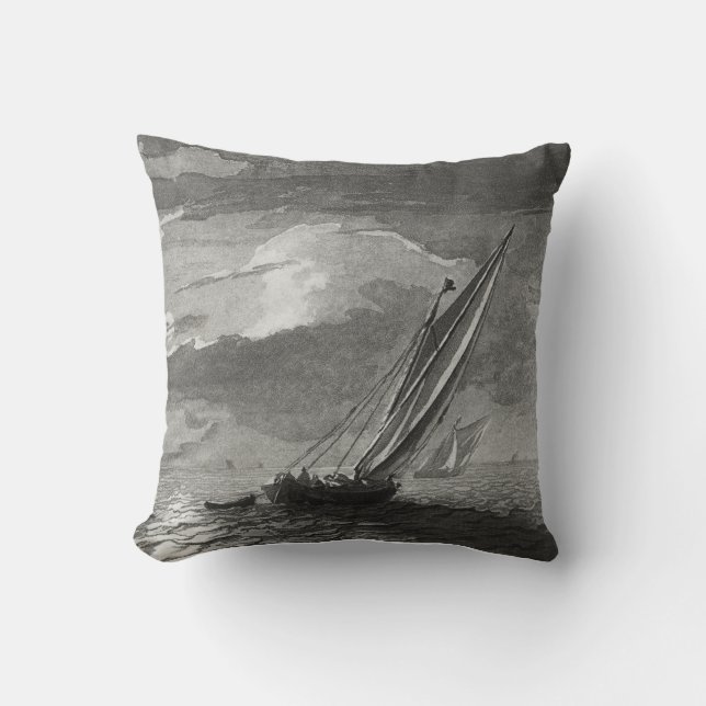 Almohada decorativa temática de velero de arte vin (Anverso)