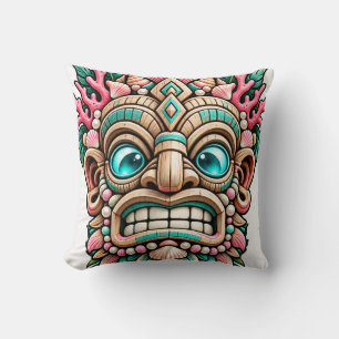 Almohada decorativa Tiki de coral rosa