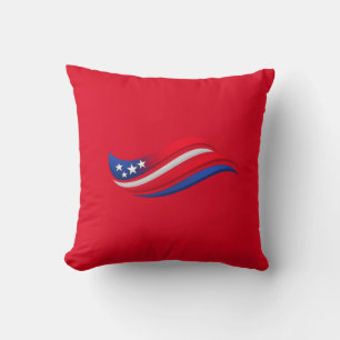 Almohada Decorativa USA Stars & Stripes Wave Roj