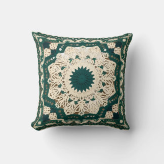 Almohada decorativa verde oscuro y blanco