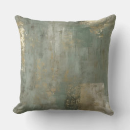 Almohada decorativa verde salvia con diseño abstra