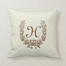 Almohada decorativa vintage con corona monogramada