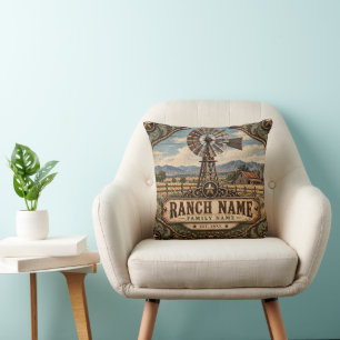 Almohada decorativa vintage de molino de viento oc