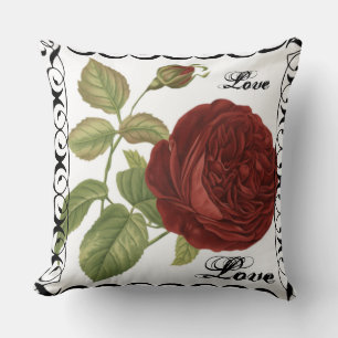 Almohada Decorativa Vintage Rosa Roja