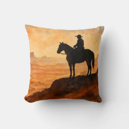 Almohada decorativa Watercolor Lone Rider - Oeste 