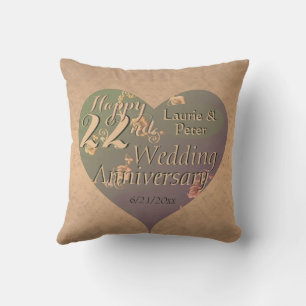 Almohada del 22º Aniversario de Boda HeartThrow
