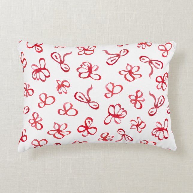Almohada del acento con las flores rojas (Anverso)