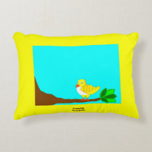 Almohada del acento del pájaro del amarillo de la