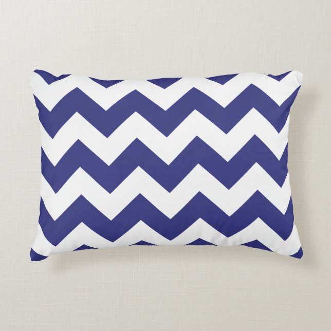 Almohada del acento del zigzag de Chevron - azul (Anverso)