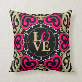 Almohada del AMOR decorativo del oro y de las