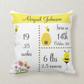 Almohada del anuncio de nacimiento de bebé con bur
