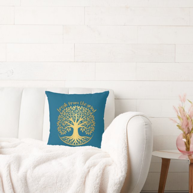Almohada Del Árbol De La Vida Dorado (Sofá)