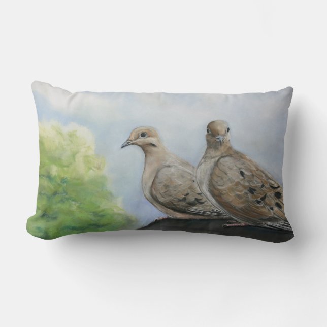 Almohada del arte de dos palomas de luto (Anverso)