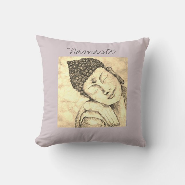 Almohada del arte de la acuarela de Namaste Buda (Anverso)